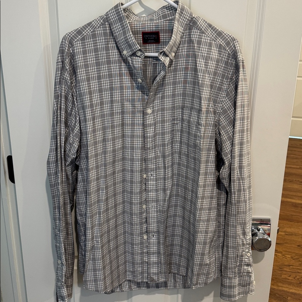 UNTUCKit Gray Checkered Shirt - size XL